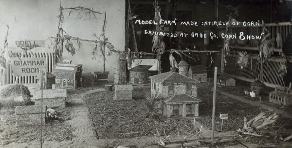 Display of a "Model Farm" made entirely of corn. Exhibited at Gage County Corn Show.