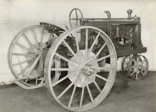 Original caption reads: "Title- F-21 Farmall Tractor. Neg no GP 11212.  Mar 1-36. 3/4 view right hand rear showing complete tractor (3 3/4 x 5 engine.) Job no 52517, q-no 3126 to3133 incl. weight 4100 lbs."