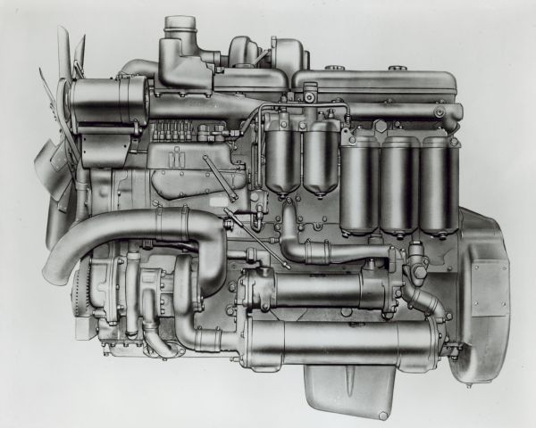 Illustration of a DT-817 IH diesel engine.