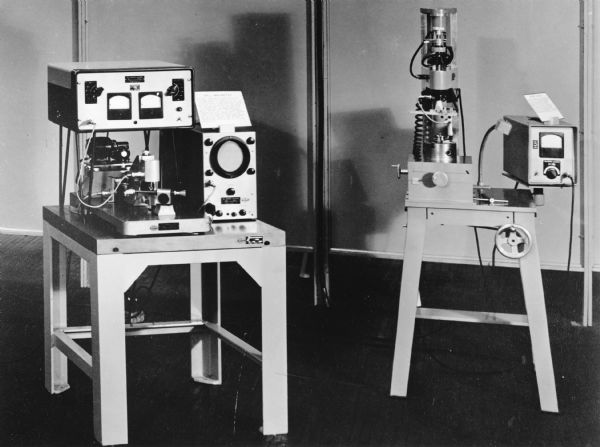 Caption reads: "Precision Inspection Equipment for Ball Bearing Balls; Waveometer and Profilometer Pilator."