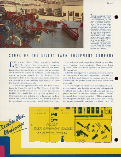 Text at top for article: "Store of the Eilert Farm Equipment Company."