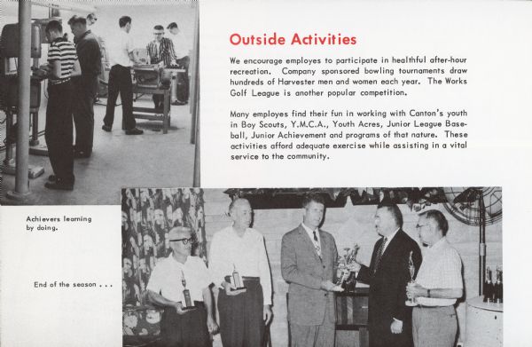 Page 16 of booklet. Title at top reads: "Outside Activities".