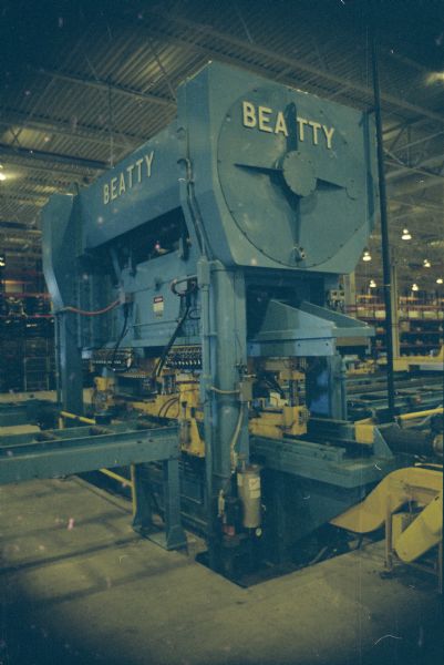 Interior view of Beatty machinery on factory floor.
