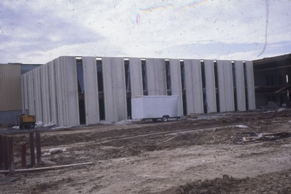Exterior view of plant under construction.