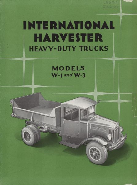 Cover of brochure for Models W-1 and W-3.