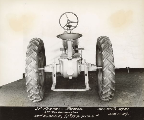 Rear view of tractor. 2F Farmall Tractor. 2nd Preproduction.