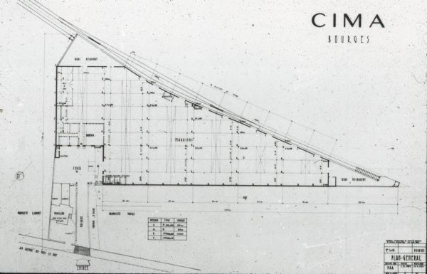 Layout of the Bourges District Office and other buildings along 24 Avenue des Près le Roi. The top of the plans reads: "CIMA Bourges."