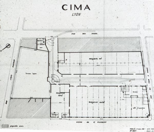 Layout of buildings along Chenin de St Rambert. The top of the plan reads: "CIMA Lyon."