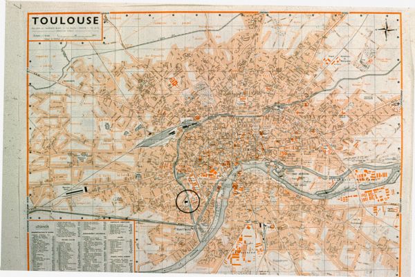 Map of the location of the office or factory, which is indicated by a black circle.