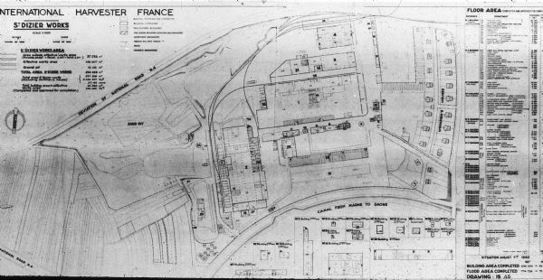 Layout of the works in France. Includes a floor area description on the right.