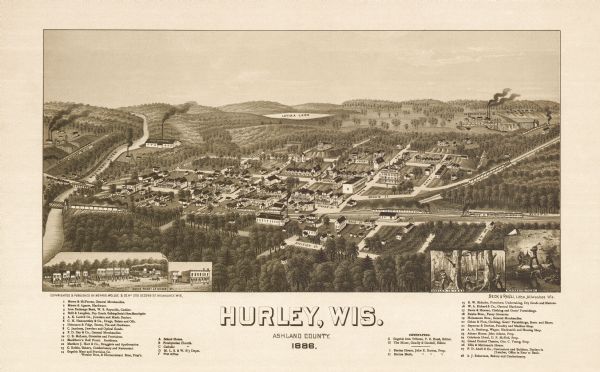 Bird's-Eye Map of Hurley | Map or Atlas | Wisconsin Historical Society