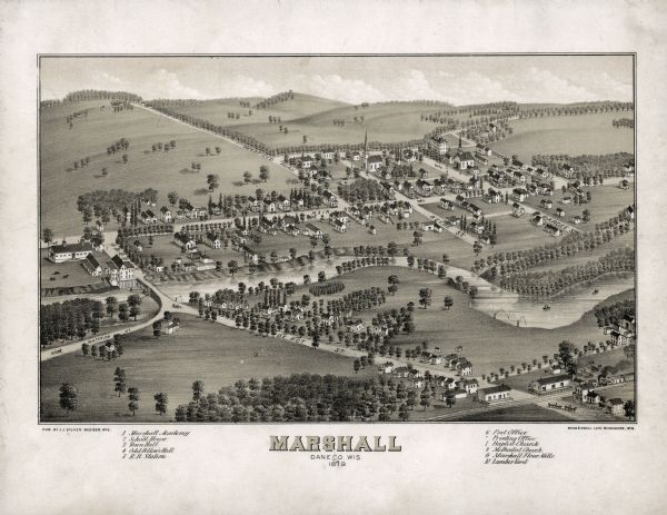 Bird's-eye map of Marshall.