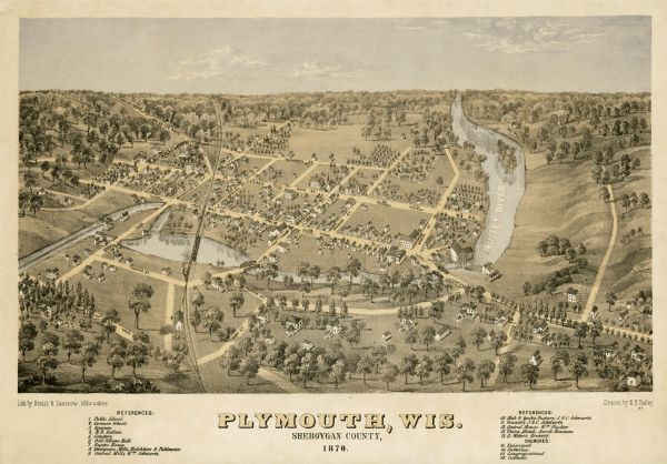 Bird's-eye map of Plymouth.