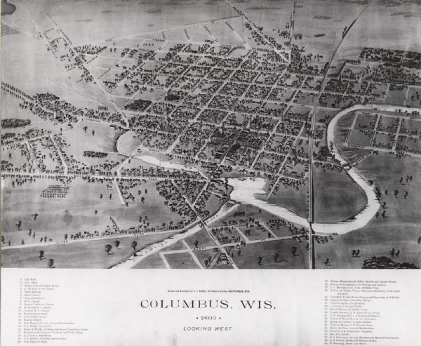 Bird's-eye map of Columbus.