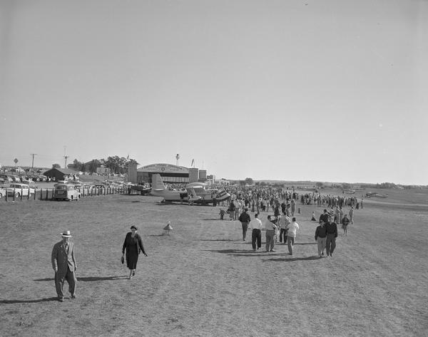 The crowd at "Air Progress Day," an air show sponsored by the Waukesha Aviation Club.