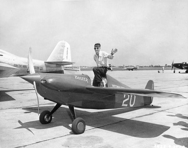 William Brennand of Oshkosh, Wisconsin. Brennand piloted Steve Wittman's "Buster" to victory in the 1947 National Air Races. This photograph is from the collection of Harry Bruno, publicist for the 1947 race.
