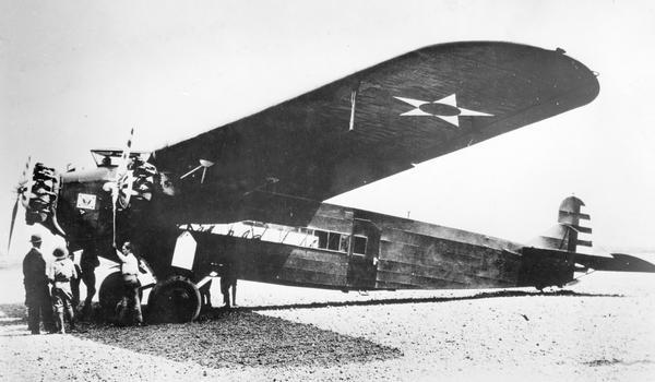 The Fokker airplane in which Lt. Lester Maitland of Milwaukee and Lt. Albert Hegenberger made the first California to Hawaii trans-Pacific crossing.