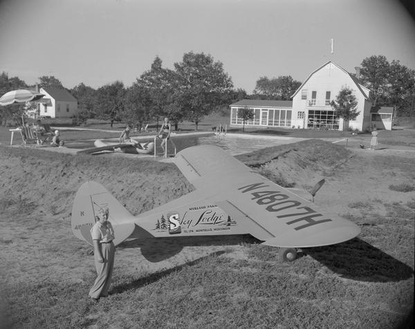 Myrland's Sky Lodge, a vacation resort near Montello that boasted a private landing strip for pilots with small planes. The Piper Vagabond in the foreground belonged to the lodge owner.