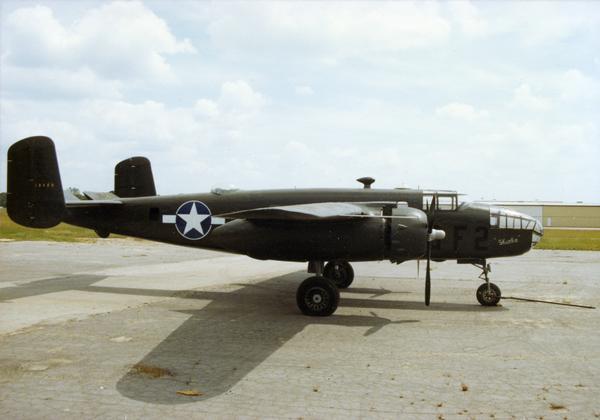 "Skunkie," a restored B-25 bomber similar those flown in the famous Jimmy Doolittle Raid on Tokyo. At the 50th anniversary celebration of the raid, "Skunkie" was placed on permanent display at the South Carolina State Museum. The B-25 flew on all fronts during World War II, but is most famous for the Doolittle Raid. The publicity campaign for this anniversary event received an award from the Public Relations Society of America. The PRSA Records are one of many public relations collections available for research at the Wisconsin Historical Society Archives.