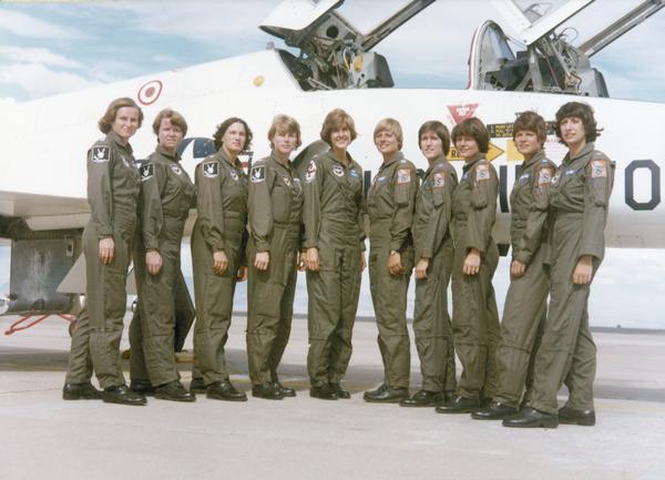 The first class of female Air Force jet pilots posing with a supersonic T-38 Talon training aircraft at Randolph Air Force Base. Their training was part of a public relations campaign by the Air Force Air Training Command designed to handle issues concerning the women's entry into one of the last all-male training programs in the Air Force. This campaign was an award-winning entry in the annual competition of the Public Relations Society of America. The PRSA records are one of many collections about public relations at the Wisconsin Historical Society Archives.
