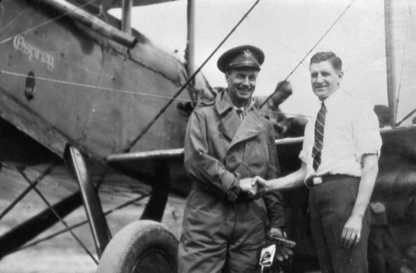 General William Mitchell, with his personal airplane and Milwaukee airport manager Giles Meisenheimer at Butler Field, the first Milwaukee County airport. During the 1920s Billy Mitchell made numerous visits to Milwaukee in support of aviation in his home town. In 1941, the second Milwaukee County airport location was named in General Mitchell's honor.