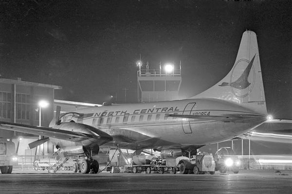 A North Central Convair airplane on the ground at Austin Straubel Airport. Green Bay was an important "mini-hub" for North Central, formerly Wisconsin Central, through the 1970s. In 1952 the Air Force reclaimed hangar at Truax Field. Wisconsin Central Airlines was forced to move its headquarters to Minneapolis, at the same time changing its name to North Central Airlines. 
