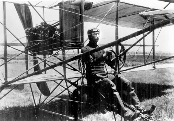 Glenn Martin, who would become one of the great names in the airplane construction industry, in a Curtiss Pusher during the early days of his career in California. It was during this period that Martin was a frequent visitor to the Glenn Curtiss Aviation School in San Diego.
