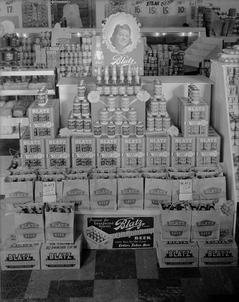 Blatz beer display at 20th Century Market.