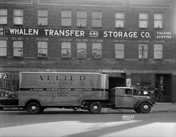 Allied Van Lines truck in front of Whalen Transfer Co., 605 University Avenue.