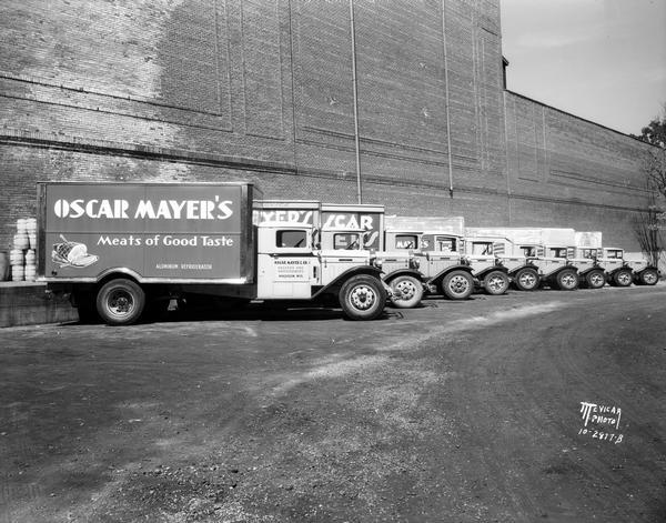 Oscar Mayer Diamond trucks advertising "Meats of Good Taste."