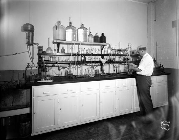 Lab worker conducting a test at the Oscar Mayer laboratory.