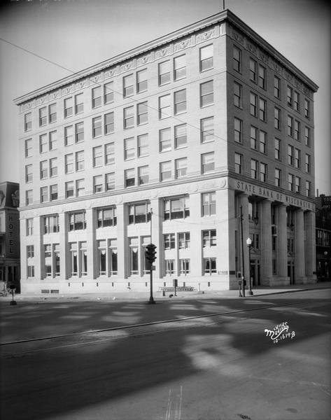 View of the State Bank of Wisconsin, 1 West Main Street.