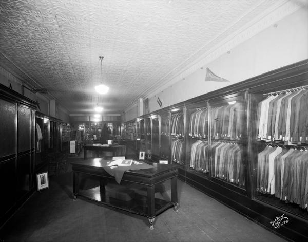Interior of Anderes & Spoo Men's clothing store, located at 18 North Carroll Street.