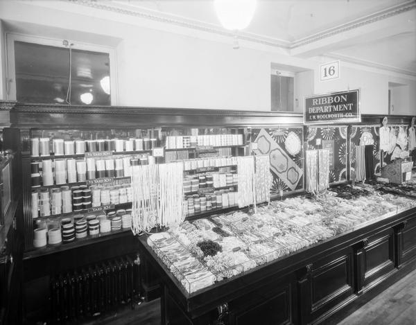 Interior view of the F.W. Woolworth Company's ribbon department.