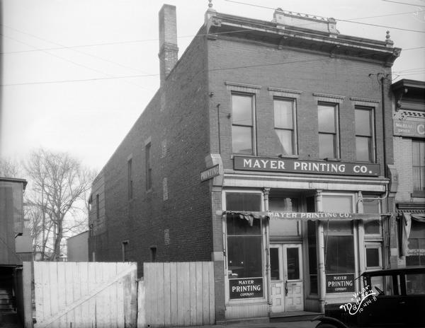 Exterior of Mayer Printing Company, located at 117 South Webster Street.
