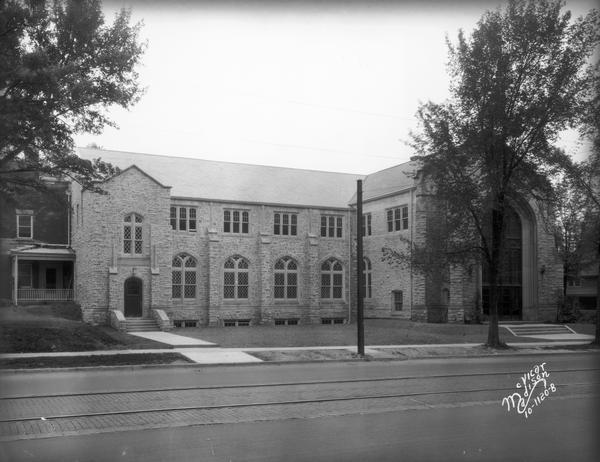 University Methodist Church, 1127 University Avenue. The building attached on the far left is the Abiel Brooks House.