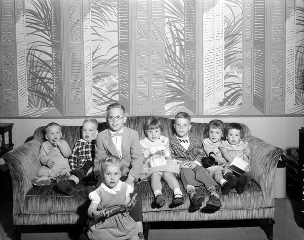 Group portrait of the eight grandchildren of Harold and Hannah Dyer, 21 West Gilman Street.