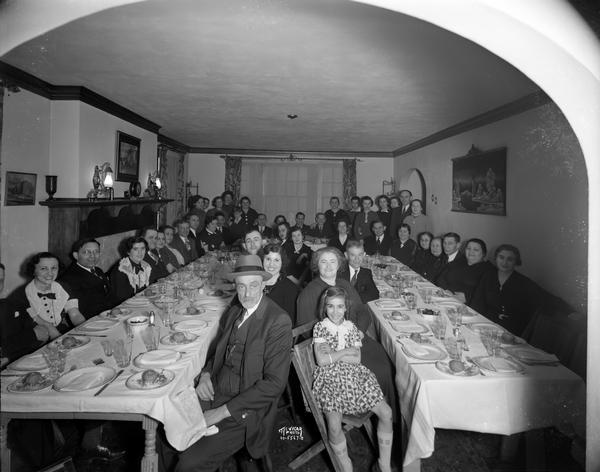 Frank family banquet at the Morris L. Frank restaurant, located at 611 Chapman Street. The family were Greenbush residents.