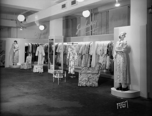 "Saybury" Shop at Harry S. Manchester's, Incorporated, 2-6 East Mifflin Street, with display of dressing gowns.