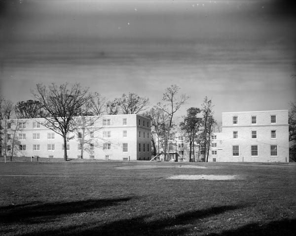 Exterior view of the Kronshage Dormitories (Mack, Turner & Gilman houses) on the University of Wisconsin campus.