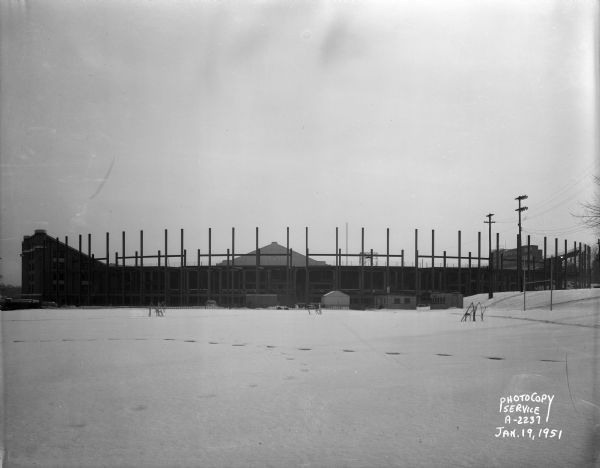 University of Wisconsin-Madison Camp Randall Stadium addition, showing north end bleacher re-construction.