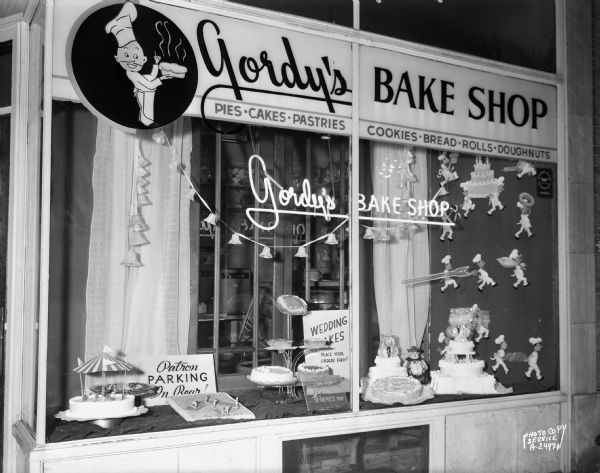 Gordy's Bake Shop display window, 1409 University Avenue.