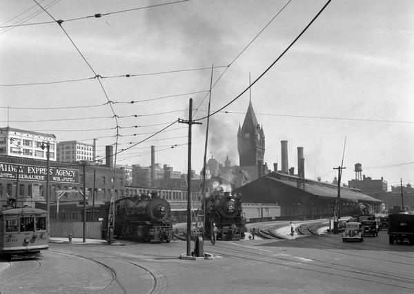 View from street of the Milwaukee Chicago, Milwaukee & St. Paul Railway station.