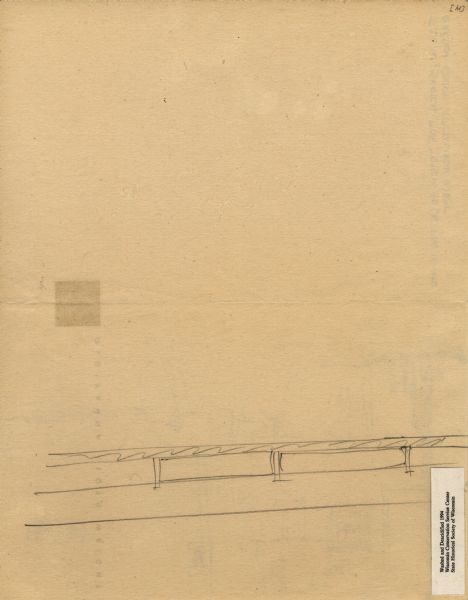 Sketch for Taliesin West private garden court totem pole, drawn by Frank Lloyd Wright. The sketch includes elevations, a plan, and details and are drawn on both sides of Olgivanna Lloyd Wright stationary.