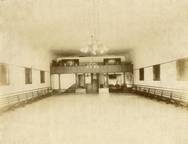 The ballroom at Kehl's Dancing Academy, later the Kehl School of Dance, located at 309 West Johnson Street. The building was later the Labor Temple.