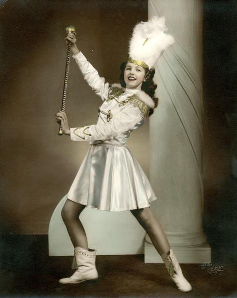 Virginia Lee Kehl poses in majorette costume at the Kehl School of Dance.