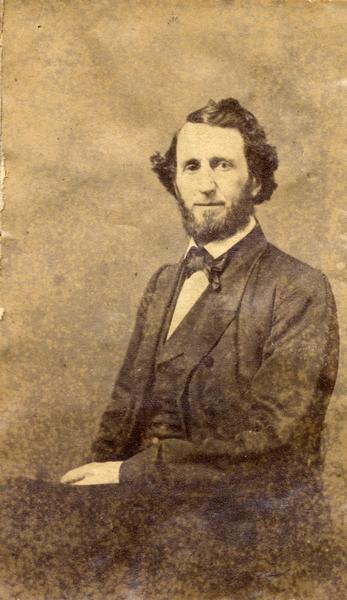 Studio portrait of Grandpa Dent, seated, possibly a relative of Ulysses S. Grant. This image is one of several from the Grant family bible.