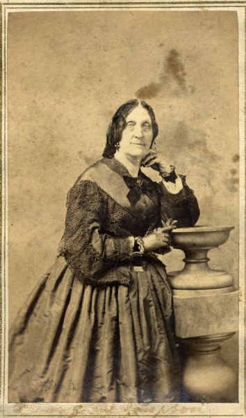 Studio portrait of Hannah Simpson, mother of Ulysses S. Grant. This image is one of several on a page from the Grant family bible.