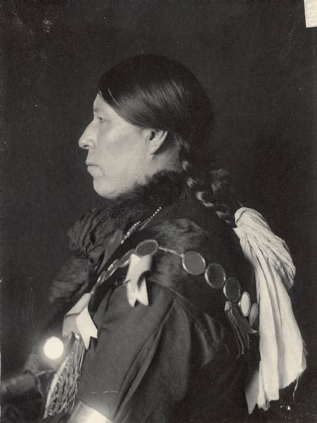 Portrait of Grabbing Bear in Partial Native Dress. Part of Siouan (Sioux) and Brule Tribes