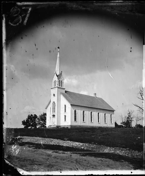 Side and front view of Luther Valley Church, built in 1872.